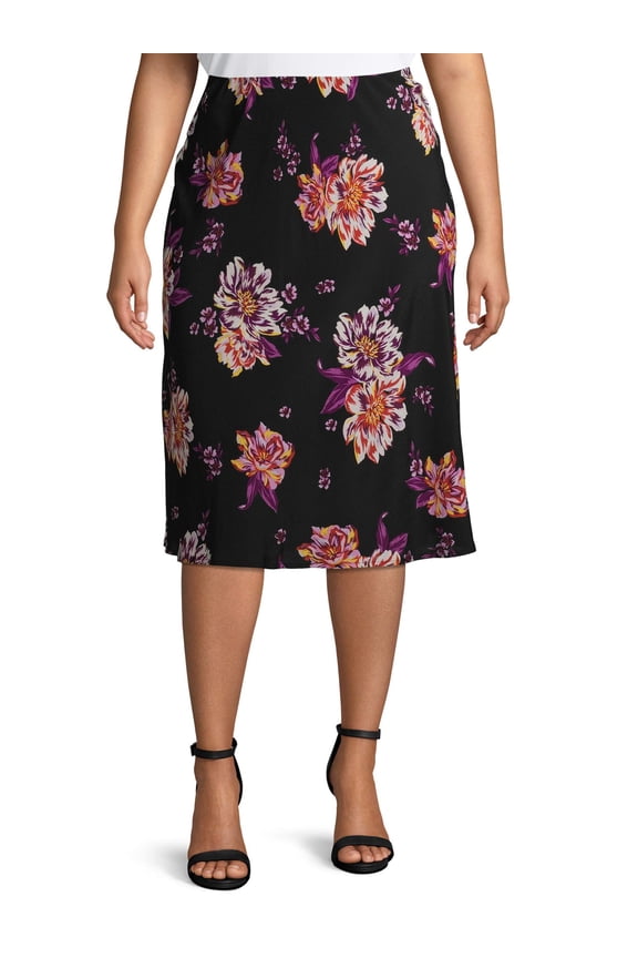 Women's Plus Size Floral Slip Skirt