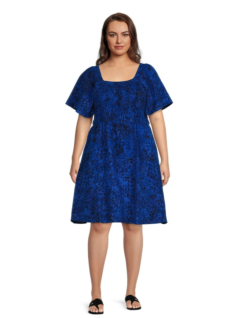 Terra & Sky Women's Plus Size Flutter Sleeve Fit & Flare Dress - Walmart.com Terra & Sky Women's Plus Size Flutter Sleeve Fit & Flare Dress - Walmart.com