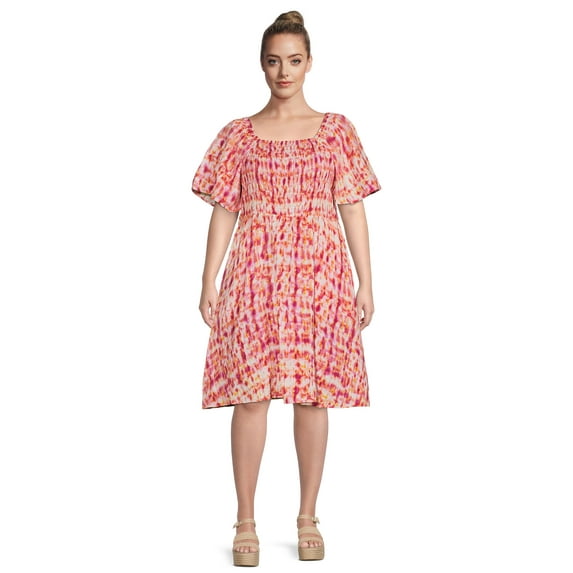 Terra & Sky Women's Plus Size Flutter Sleeve Fit & Flare Dress