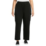 Terra & Sky Women's Plus Size French Terry Cloth Cargo Pants, 28” Inseam