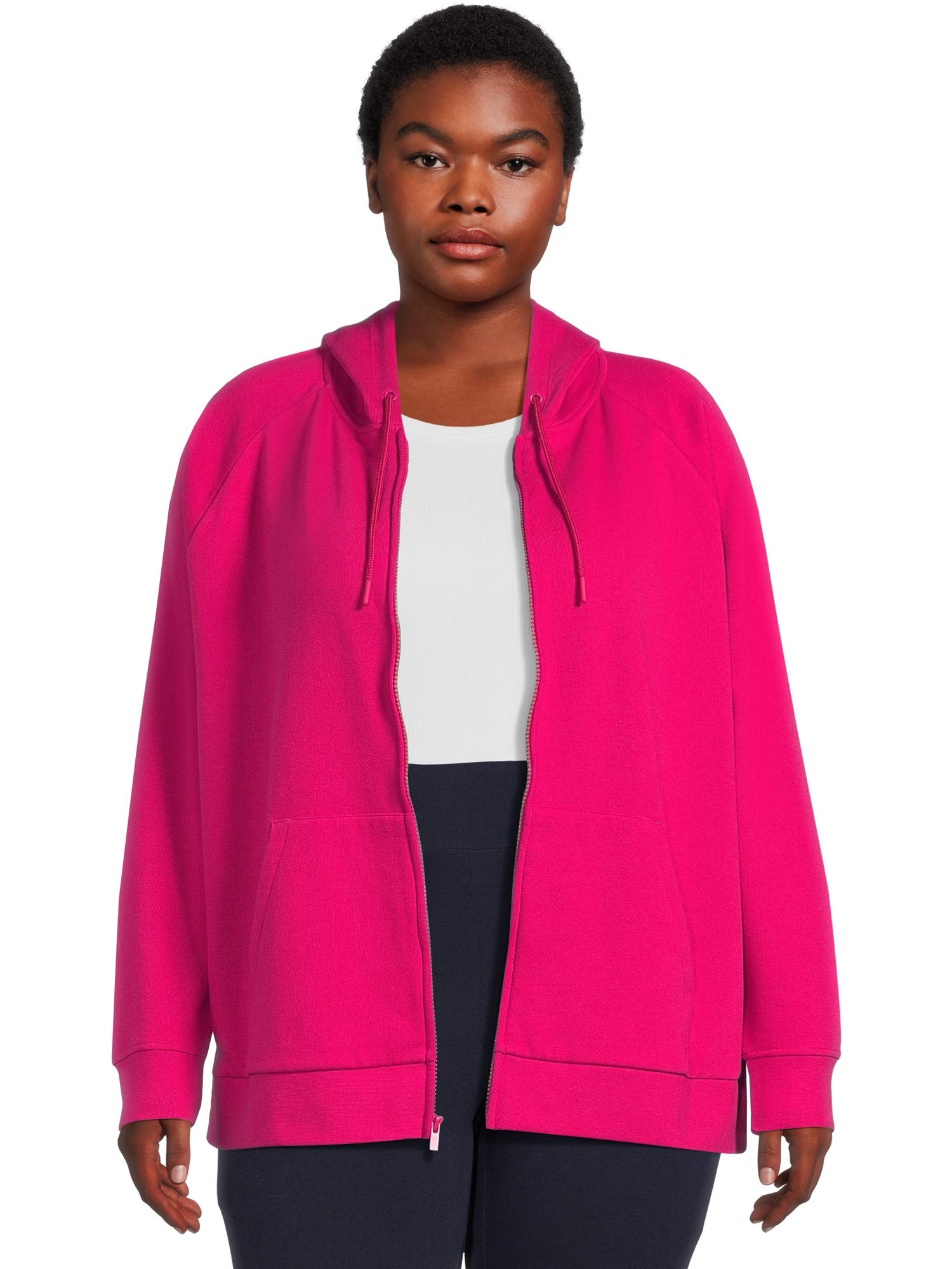 Terra Sky Women s Plus Size Full Zip Fleece Hoodie Walmart