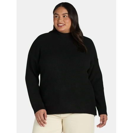 Terra & Sky Women's Plus Size Funnel Neck Sweater, Midweight, Sizes 0X-5X