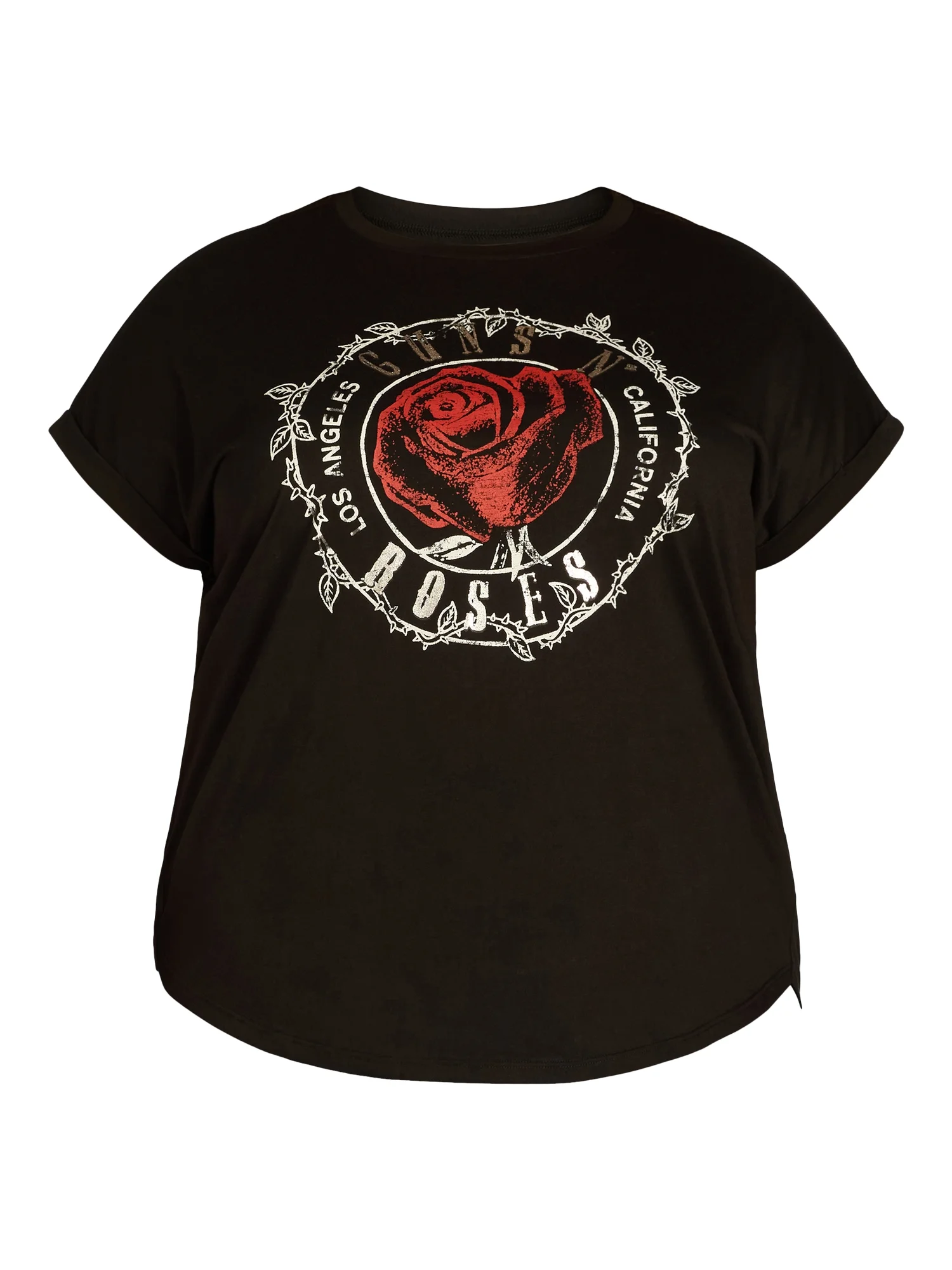 Terra & Sky Women's Plus Size Guns N' Roses Graphic Band Tee with Short Sleeves, Sizes 0X5X