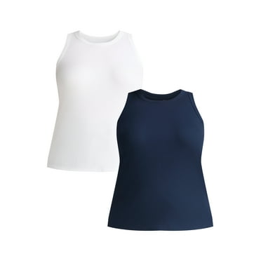 Terra & Sky Women's Plus Size High Neck Rib Tank Top, 2-Pack