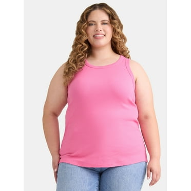 Terra & Sky Women's Plus Size High Neck Rib Tank Top, Sizes 0X-4X