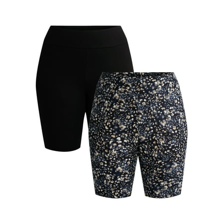 Terra & Sky Women’s Plus Size Bike Shorts, 10" Inseam, 2-Pack, Sizes 0X-5X