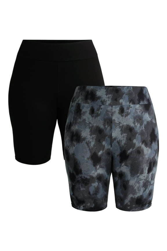 Women’s Plus Size Bike Shorts, 10" Inseam, 2-Pack, Sizes 0X-5X