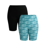 TERRA & SKY Women’s Plus Size Bike Shorts, 10" Inseam, 2-Pack, Sizes 0X-4X