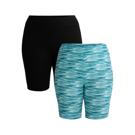 Terra & Sky Women’s Plus Size Bike Shorts, 10" Inseam, 2-Pack, Sizes 0X-5X