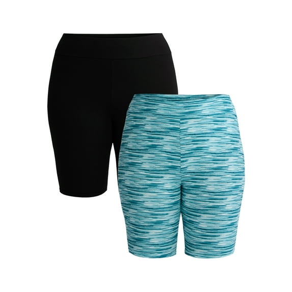 Terra & Sky Women’s Plus Size Bike Shorts, 10" Inseam, 2-Pack, Sizes 0X-5X