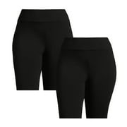 TERRA & SKY Women’s Plus Size Bike Shorts, 10" Inseam, 2-Pack, Sizes 0X-4X