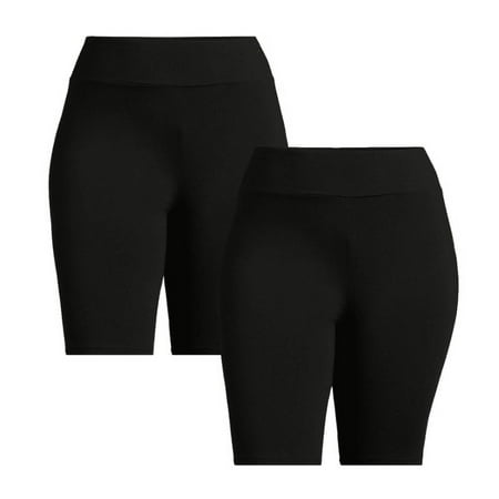 Terra & Sky Women’s Plus Size Bike Shorts, 10" Inseam, 2-Pack, Sizes 0X-5X