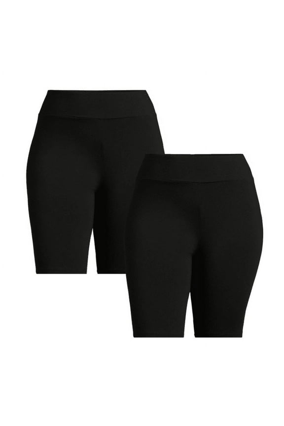 Women’s Plus Size Bike Shorts, 10" Inseam, 2-Pack, Sizes 0X-5X