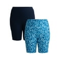 thumbnail image 1 of Terra & Sky Women’s Plus Size Bike Shorts, 10" Inseam, 2-Pack, Sizes 0X-5X, 1 of 7