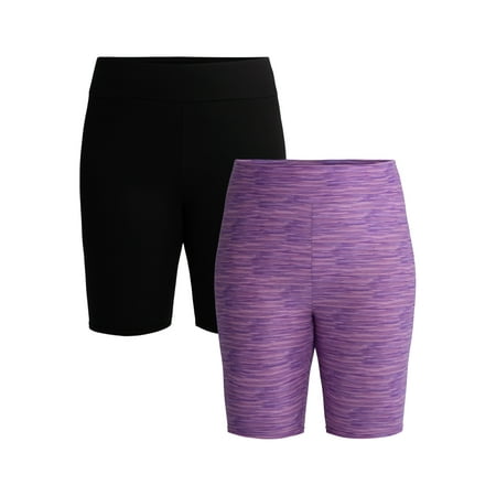 Terra & Sky Women’s Plus Size Bike Shorts, 10" Inseam, 2-Pack, Sizes 0X-4X