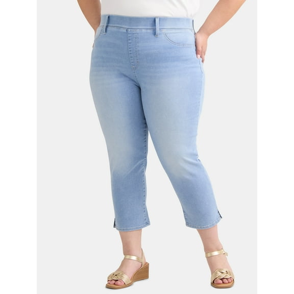 Terra & Sky Women's Plus Size High Rise Capri Jeggings, Sizes 0X-5X