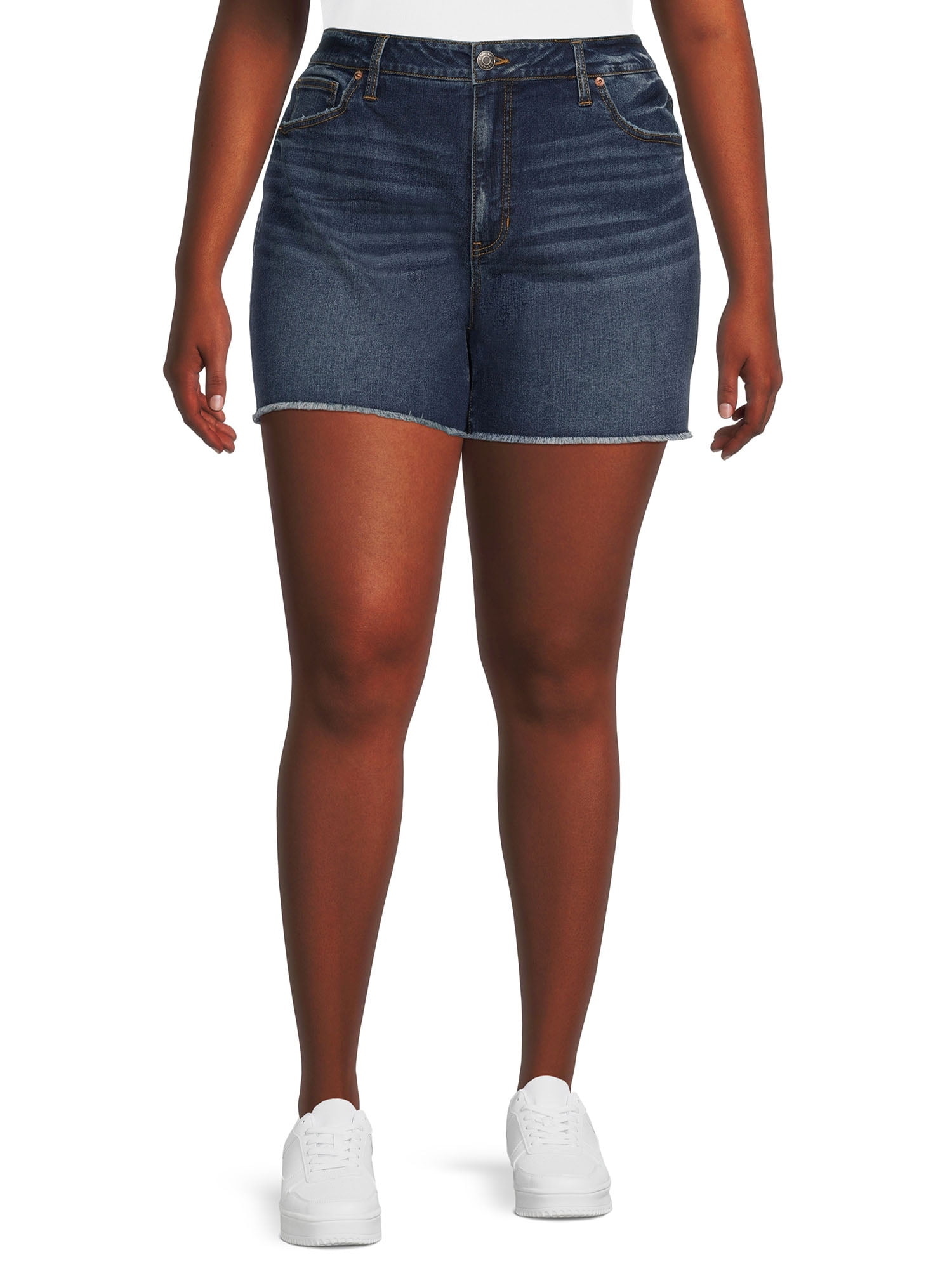 Terra & Sky Women's Plus Size High Rise Cut Off Shorts - Walmart.com