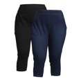Terra & Sky Women's Plus Size High Rise Pull On Capri Jeggings, 2Pack
