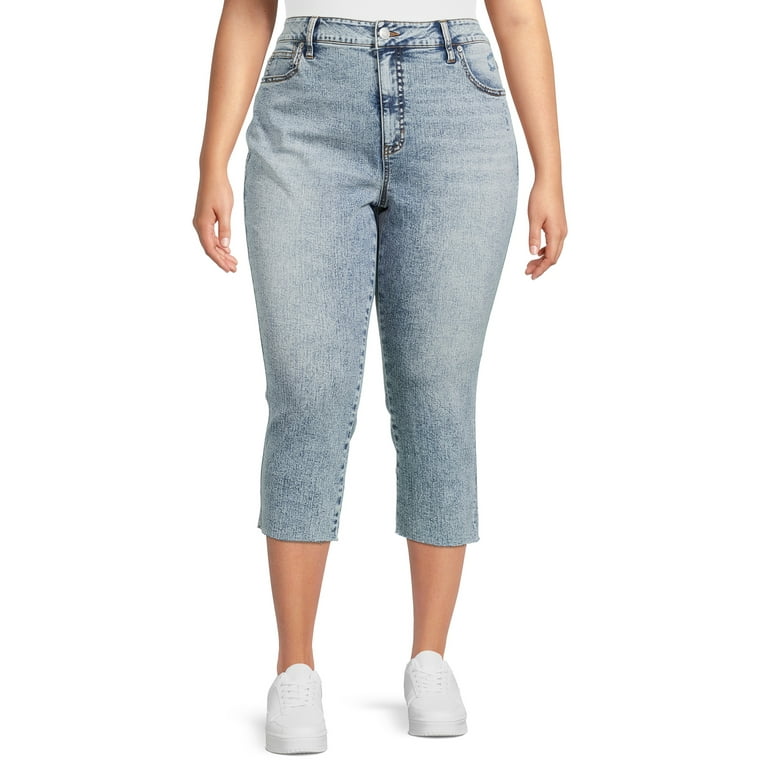 Terra & Sky Women's Plus Size High Rise Skinny Capri Jeans