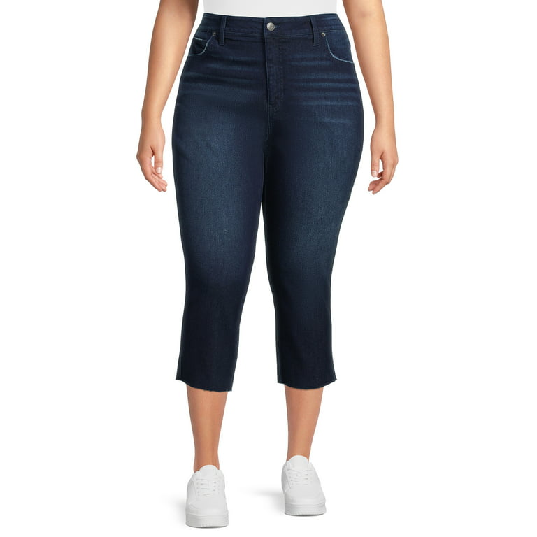 Terra & Sky Women's Plus Size High Rise Skinny Capri Jeans 