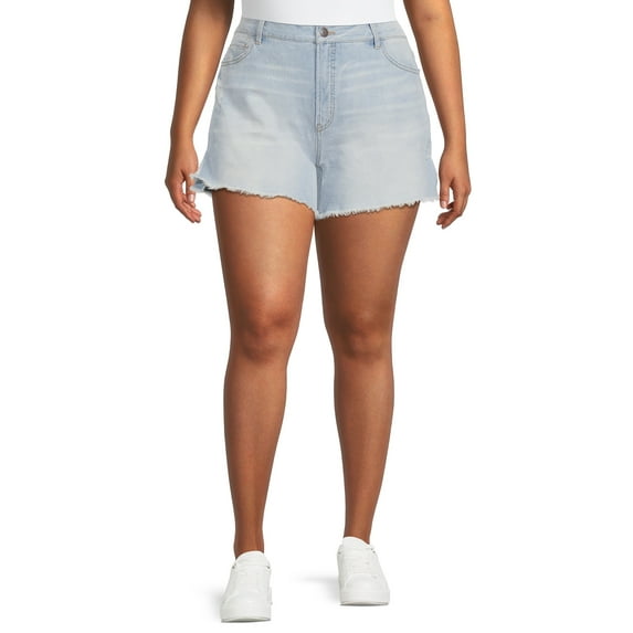 Terra & Sky Women's Plus Size High Rise Vintage Boyfriend Shorts
