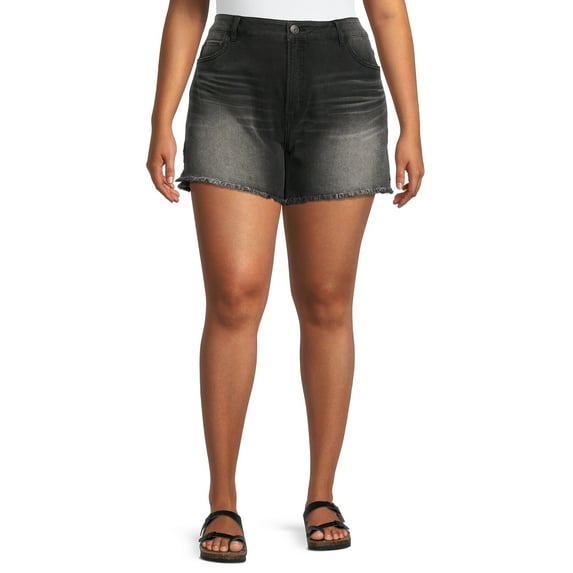 Terra & Sky Women's Plus Size High Rise Vintage Boyfriend Shorts