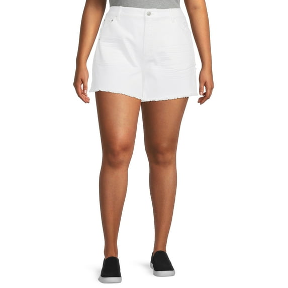Terra & Sky Women's Plus Size High Rise Vintage Boyfriend Shorts