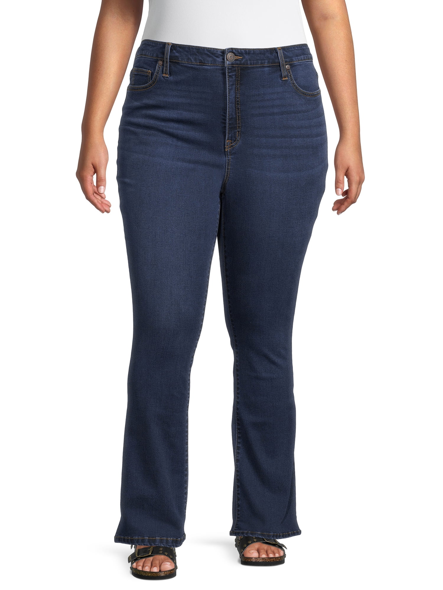 Terra & Sky Women's Plus Size High Waist Bootcut Jeans