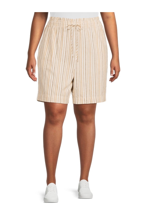 Women's Plus Size High Waist Linen Shorts