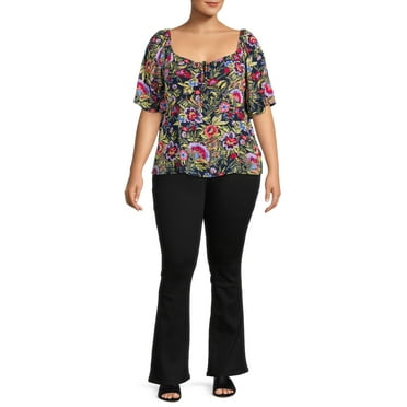 Terra & Sky Women's Plus Size High Waisted Bootcut Jeans, 32" Inseam