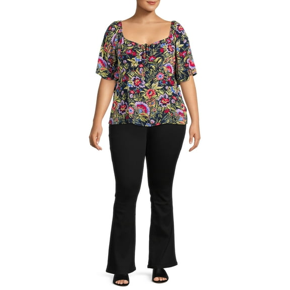 Terra & Sky Women's Plus Size High Waisted Bootcut Jeans, 32" Inseam