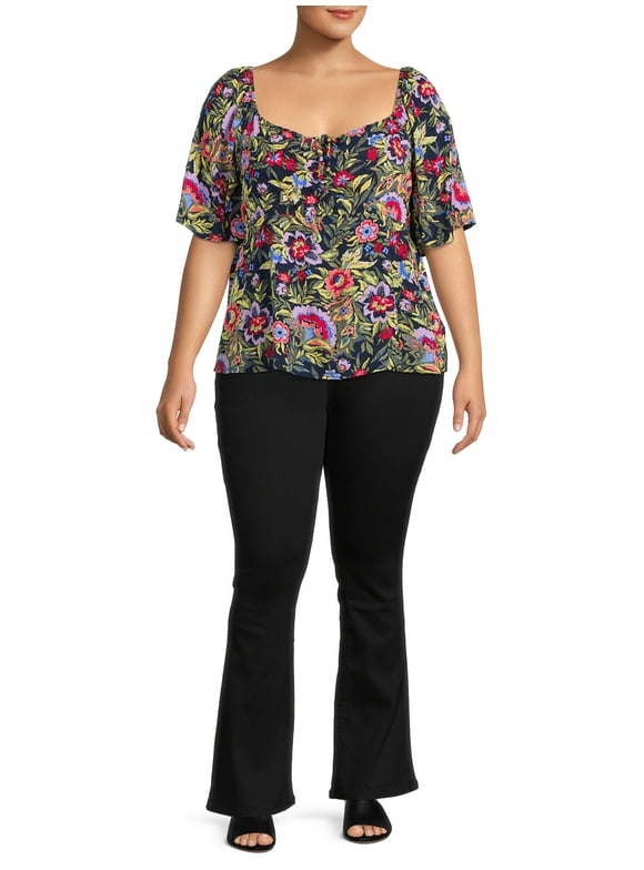 Women's Plus Size High Waisted Bootcut Jeans, 32" Inseam