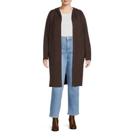 Terra & Sky Women's Plus Size Hooded Duster