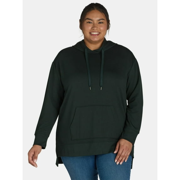 Terra & Sky Women's Plus Size Hooded Fleece Top, Sizes 0X-5X