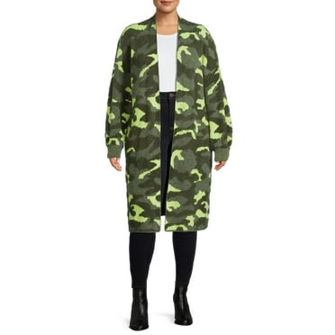 Terra & Sky Women's Plus Size Jacquard Eyelash Duster Cardigan