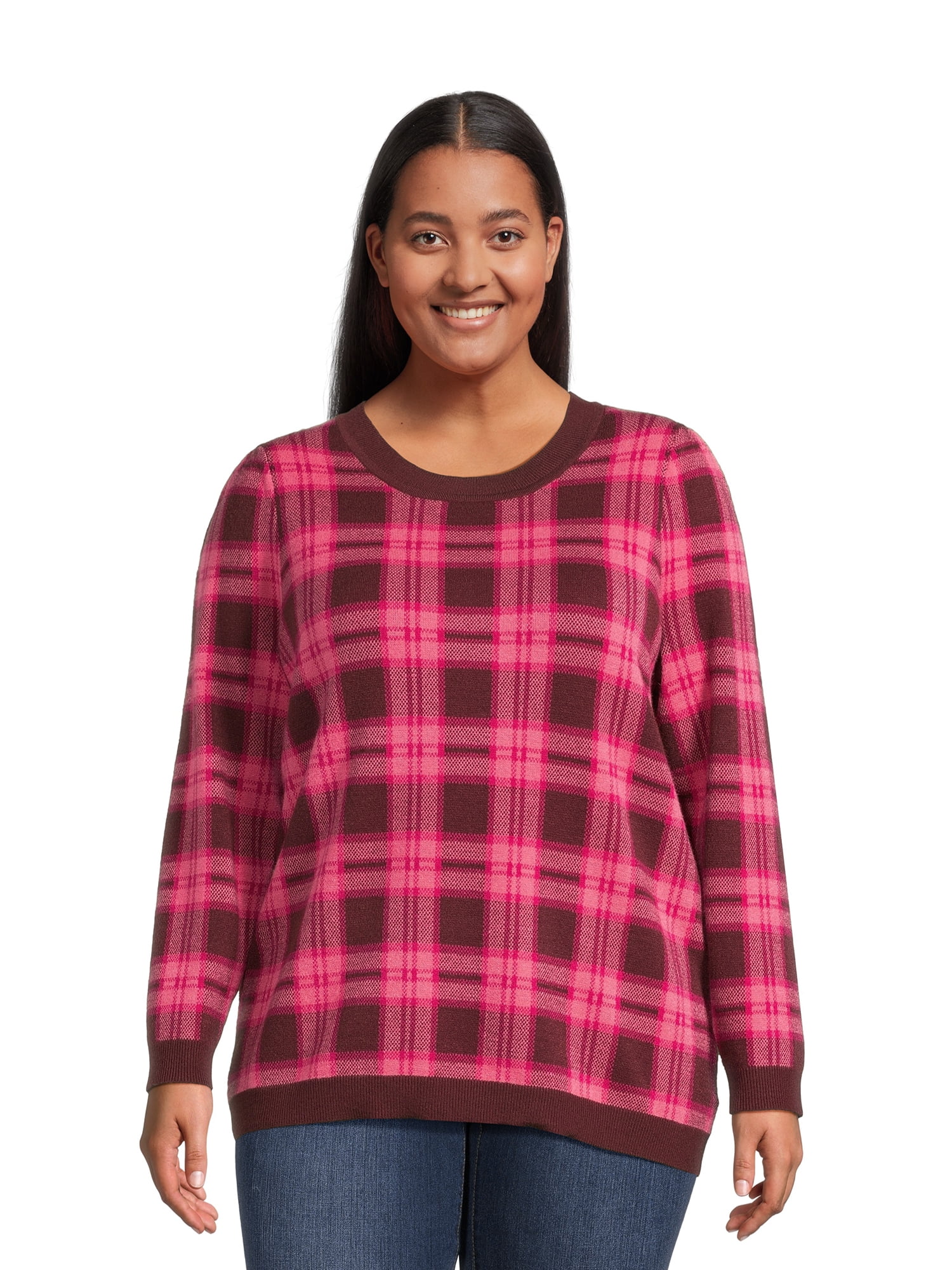 Terra & Sky Women's Plus Size Jacquard Sweater, Midweight - Walmart.com