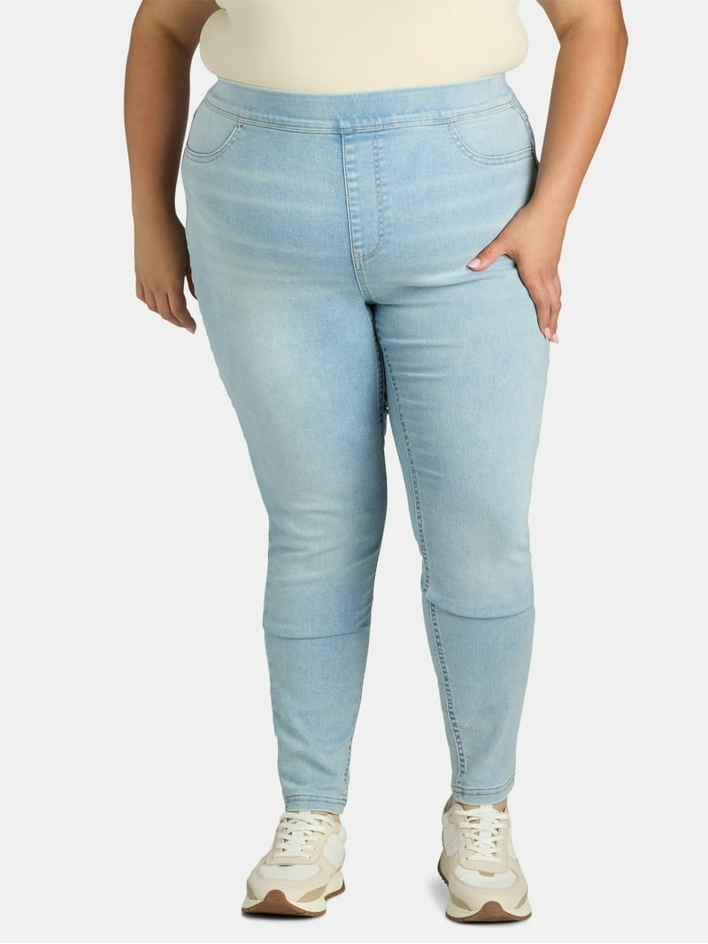 Terra Sky Women's Plus Size High Rise Pull-On Jegging Jeans