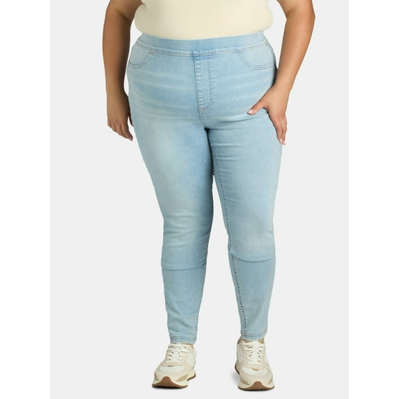 Terra & Sky Women's Plus Size Jeggings, 28" Inseam, Sizes 0X-5X, Single and 2-Pack