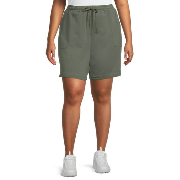 Terra & Sky Women's Plus Size Knit Bermuda Shorts