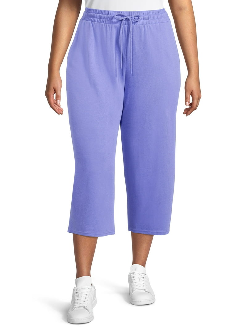 Terra Sky Plus Size Knit Capri Cotton Modal Terry, Elastic