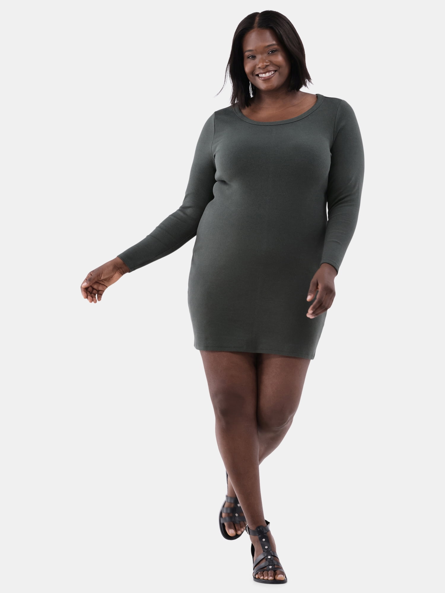 suze knit dress Terra & Sky Women's Plus Size Mini with Long Sleeves womenspants