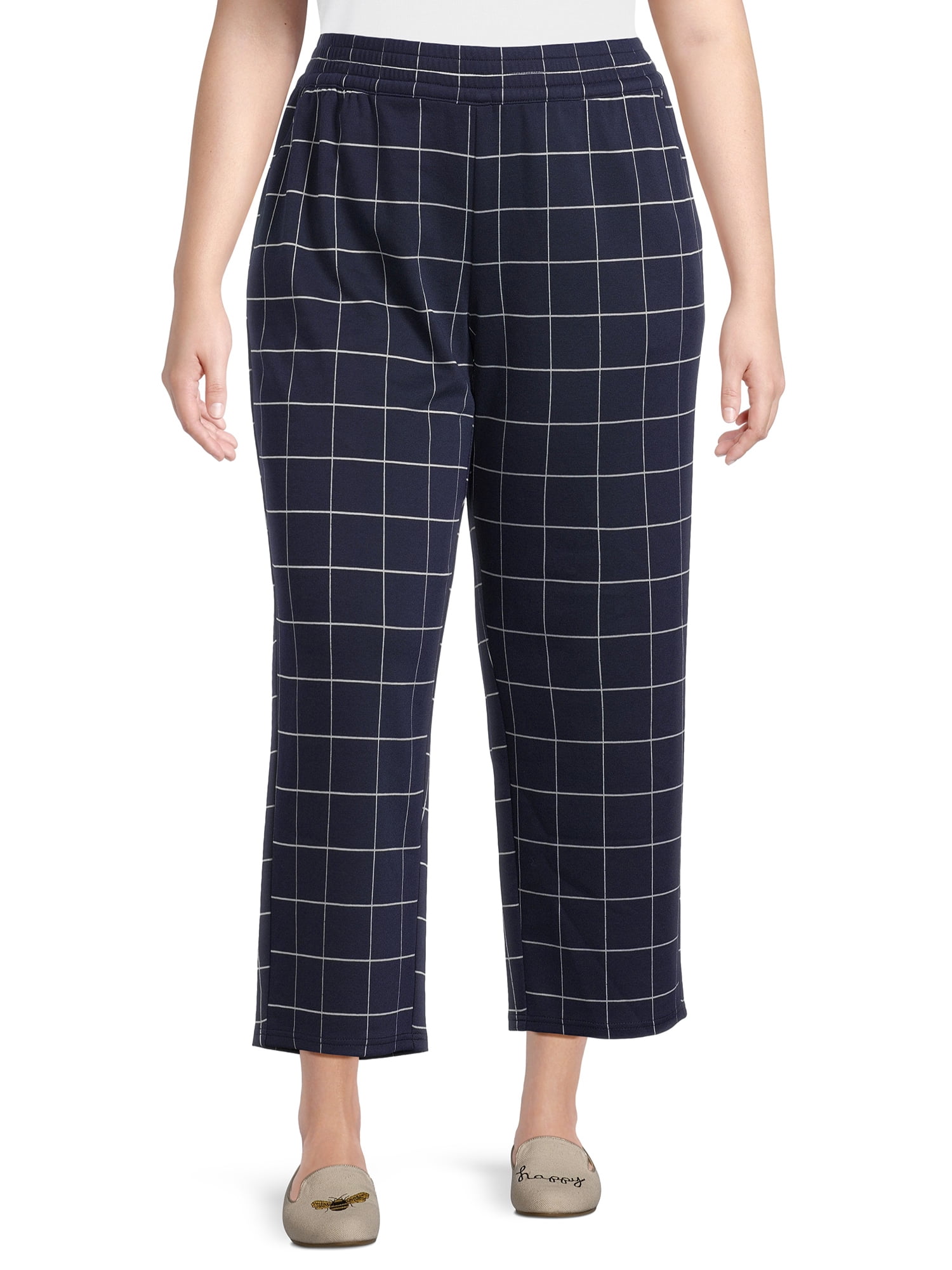 Terra & Sky Women's Plus Size Knit Work Pants, 30” Inseam