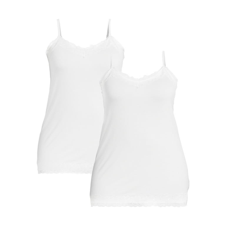 Terra Sky Women's Plus Size Lace Trim Cami Tank Top 2-Pack