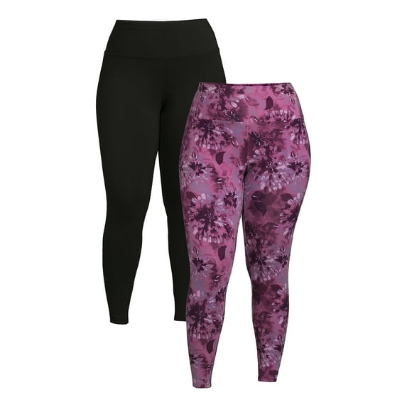 Terra & Sky Women's Plus Size Leggings, 2-Pack, Sizes 0X-5X
