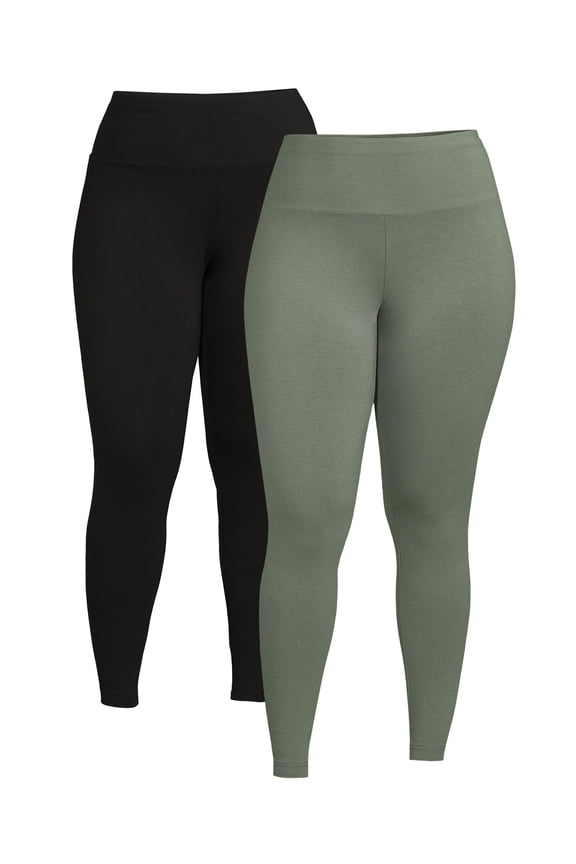 Women's Plus Size Leggings, 2-Pack