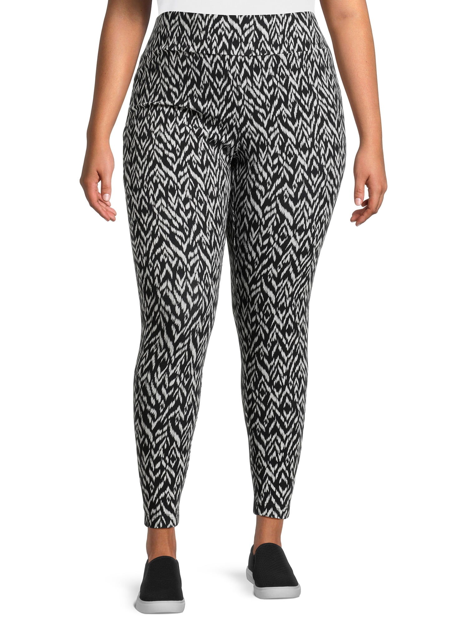 Leggings Terra & Sky Vita Alta Fantasia Floreale Neri - Taglie Forti Donna (0X-4X)