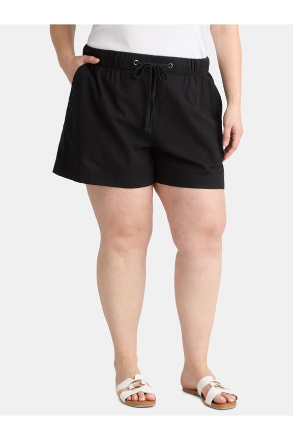 Women's Plus Size Linen Blend Shorts