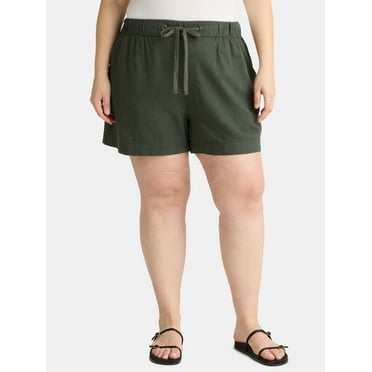 Terra & Sky Women's Plus Size Linen Blend Shorts
