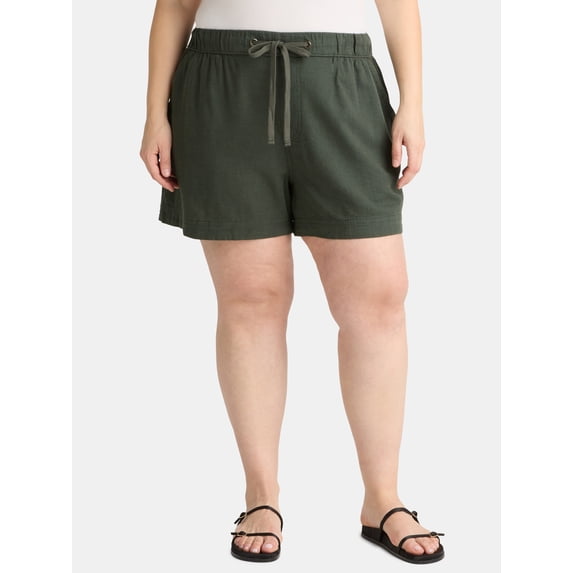 Terra & Sky Women's Plus Size Linen Blend Shorts