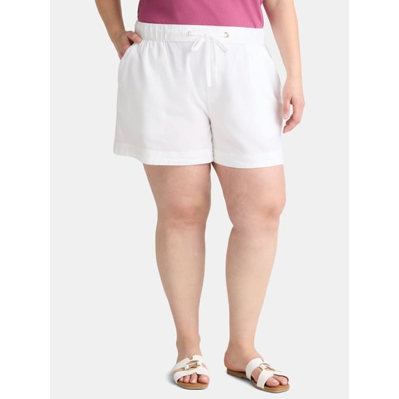 Terra & Sky Women's Plus Size Linen Blend Shorts